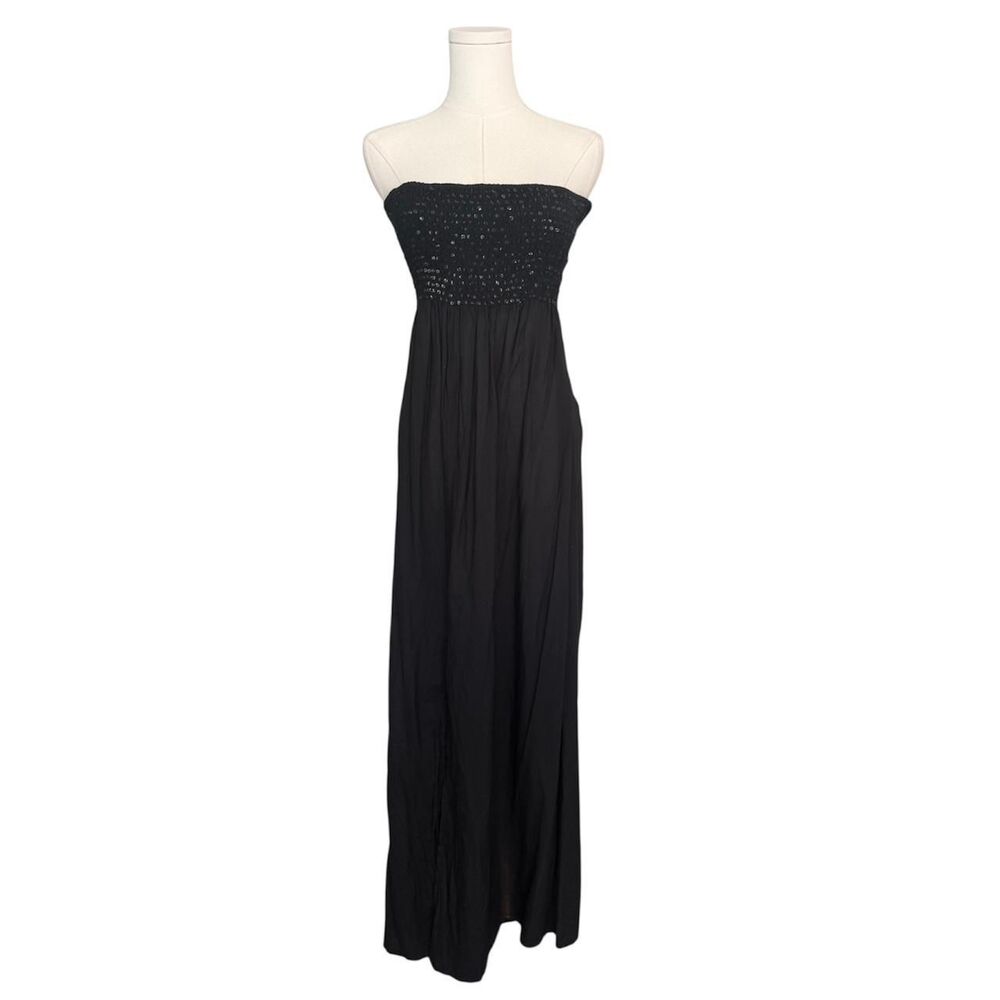Boston Proper Black Strapless Maxi Dress Y2K Resortcore Boho